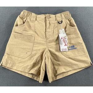 BassDash Kids Medium Khaki Fishing Shorts UPF 50+ Quick Dry Cargo Hiking BG1012